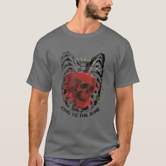 骨ゴシック様式のスカルと王冠の入れ墨に王 Tシャツ (正面)