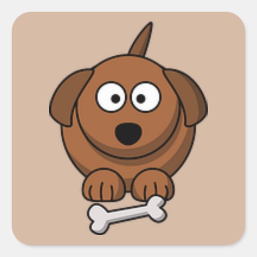 骨シール付き子犬 スクエアシール (正面)