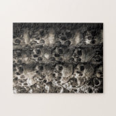 骨チャペルのスカルと骨でいっぱいの壁 ジグソーパズル (横)