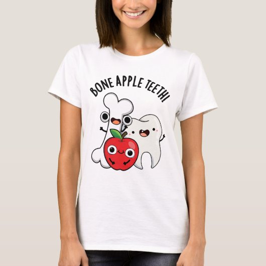 骨リンゴ歯の面白いBona Appetitのダジャレ Tシャツ (正面)