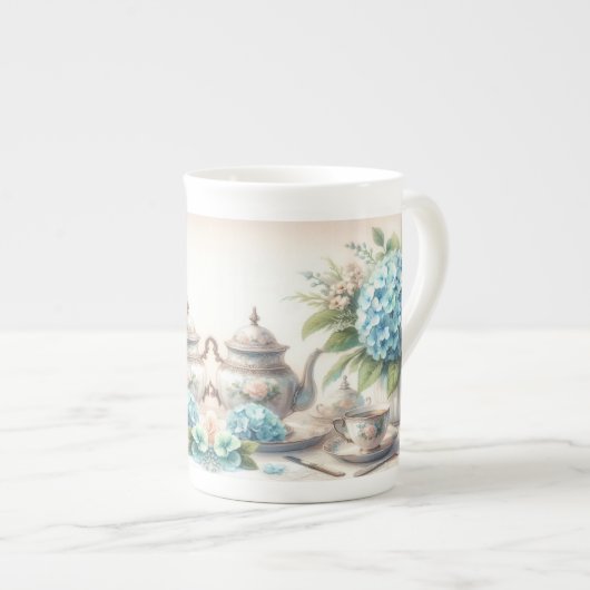 骨中国ダスティブルースペシャルティティーティーパーティーマグカップ ボーンチャイナマグカップ (正面右)