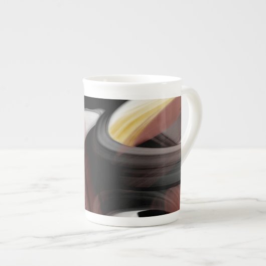 骨中国マググ抽象芸術アート白黒パウダー ボーンチャイナマグカップ (正面右)