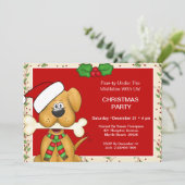 骨付きクリスマス犬のクリスマスパーティー招待状 招待状 (スタンド正面)