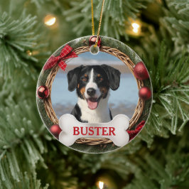 骨付き犬のクリスマスツリーオーナメント セラミックオーナメント