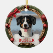 骨付き犬のクリスマスツリーオーナメント セラミックオーナメント (正面)
