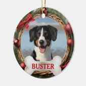 骨付き犬のクリスマスツリーオーナメント セラミックオーナメント (左)