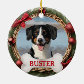 骨付き犬のクリスマスツリーオーナメント セラミックオーナメント (裏面)