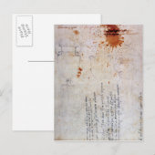 骨壷のスケッチ及び姿付きノート ポストカード (正面/裏面)