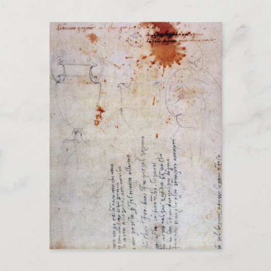 骨壷のスケッチ及び姿付きノート ポストカード (正面)