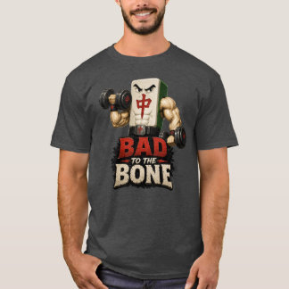 骨太レッドドラゴン麻雀ウエイトリフティング Tシャツ