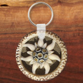 骨彫りエーデルワイス キーホルダー (正面)