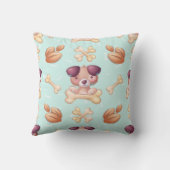 骨投げ丸薬を使ったかわいいパーソナライズされた子犬 クッション (裏面)