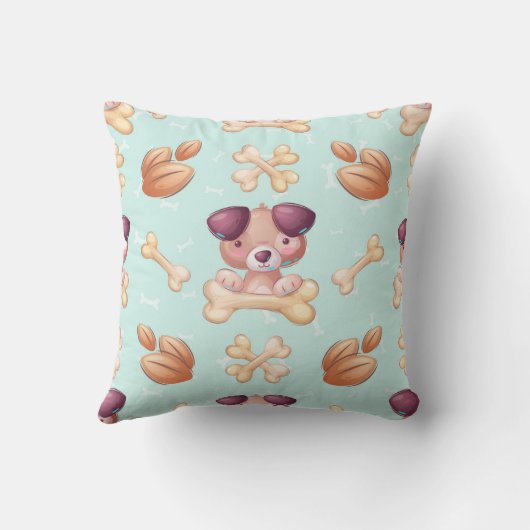 骨投げ丸薬を使ったかわいいパーソナライズされた子犬 クッション (裏面)