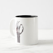 骨折ボーン手スケルトンX RAY Tシャツ ツートーンマグカップ (正面左)