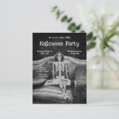 骨格おもしろいヴィンテージゴシックハローウィンパーティ インビテーションポストカード (スタンド正面)