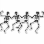 骨格と人間の踊りおもしろいの シール (正面)