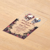 骨格エレガントフローラゴシック結婚ハロウィーン アクリル招待状 (レイダウン)