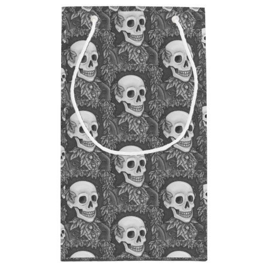 骨格ゴシック様式の紳士スカルハロウィーン抱き枕 スモールペーパーバッグ (裏面)