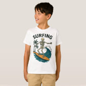 骨格サーフィンレトロビーチ波デザイン Tシャツ (正面フル)