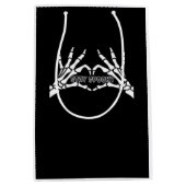 骨格ハート及び手クラシックデザイン ミディアムペーパーバッグ (正面)