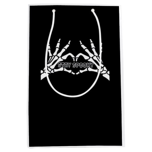 骨格ハート及び手クラシックデザイン ミディアムペーパーバッグ (正面)