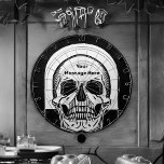 骨格パーソナライズされた誕生日ハローウィンパーティ ダーツボード<br><div class="desc">Memento mori (1916) by Julie de Graag skeleton, スカル，ハロウィーン，死，骨，黒，死，恐怖，白，クール，ゴシック，暗おもしろい色，スカル，不気味，ゴシック，骨，ヴィンテージ，かわいい，解剖学，幽霊，魔女，パンク，骨格，タロット, ，エモ，怖，黒と白，金属</div>