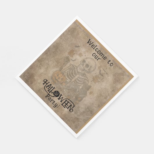 骨格不気味ハローウィンパーティ スタンダードランチョンナプキン (角)