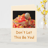 骨格及びキャンディーコーンハロウィーン カード (黄色い花)