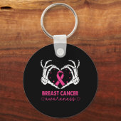 骨格手ハートサインハロウィーン乳がん キーホルダー (正面)