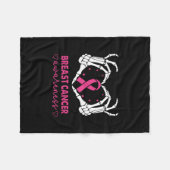 骨格手ハートサインハロウィーン乳がん フリースブランケット (正面(横))