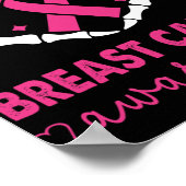 骨格手ハートサインハロウィーン乳がん ポスター (角)