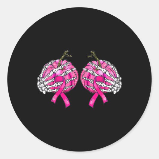 骨格手乳房カボチャ乳癌ハロー ラウンドシール (正面)