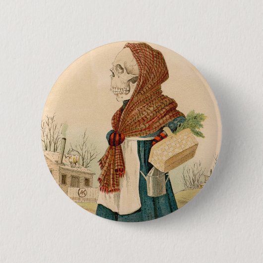 骨格野菜女性 缶バッジ (正面)