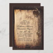 骨格鍵ハートロック婚約パーティ招待状 招待状 (正面/裏面)