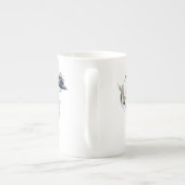 骨灰磁器のマグの灰色の馬場馬術の馬およびライダーのギフト ボーンチャイナマグカップ (裏面)