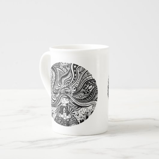 骨灰磁器のGrincheuxの天使の願い ボーンチャイナマグカップ (正面左)