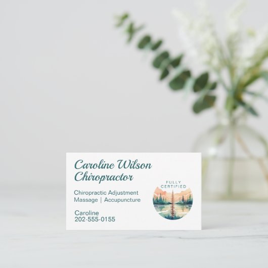 骨病患者カイロプラクター理学療法士水彩色 名刺 (スタンド正面)