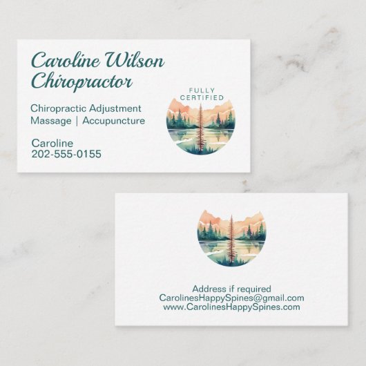 骨病患者カイロプラクター理学療法士水彩色 名刺 (正面/裏面)
