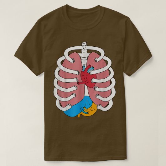 骨組おもしろい器官抱き解剖学ハガーコスム Tシャツ (デザイン正面)