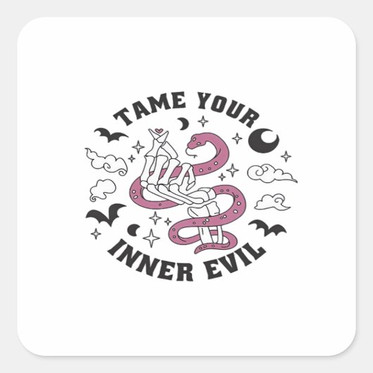 骨組み手作りハート スクエアシール (正面)