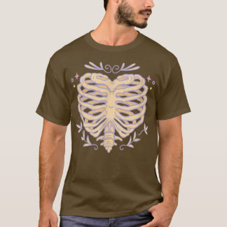 骨組み骨リブTシャツ背骨 Tシャツ