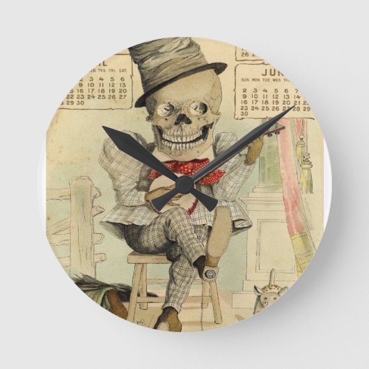 骨組を遊ぶヴィンテージのバンジョー ラウンド壁時計 (正面)