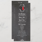 骨組スカルの結婚式プログラムのハロウィンのチョーク プログラム (正面/裏面)