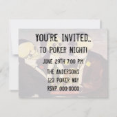 骨組トランプのポーカーのパーティーを賭けるヴィンテージ 招待状 (裏面)