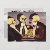 骨組トランプのポーカーのパーティーを賭けるヴィンテージ 招待状 (正面/裏面)