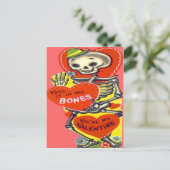 骨組ハートのハロウィンのヴィンテージのバレンタイン シーズンポストカード (スタンド正面)