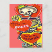 骨組ハートのハロウィンのヴィンテージのバレンタイン シーズンポストカード (正面)