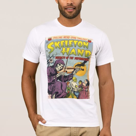 骨組手のカッコいいのヴィンテージの漫画本カバー芸術 Tシャツ (正面)