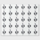 骨組胸部レントゲンの白いタイルを張られた包装紙 ラッピングペーパー (フラット)