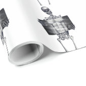 骨組胸部レントゲンの白いタイルを張られた包装紙 ラッピングペーパー (ロールコーナー)